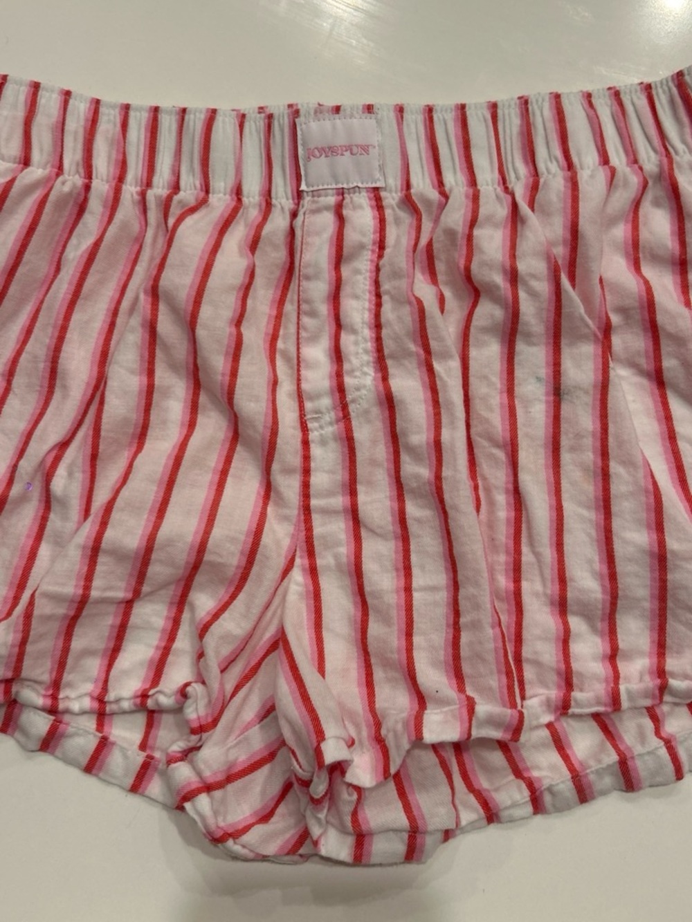 JoySpun Pink & Red Striped Lounge Shorts
